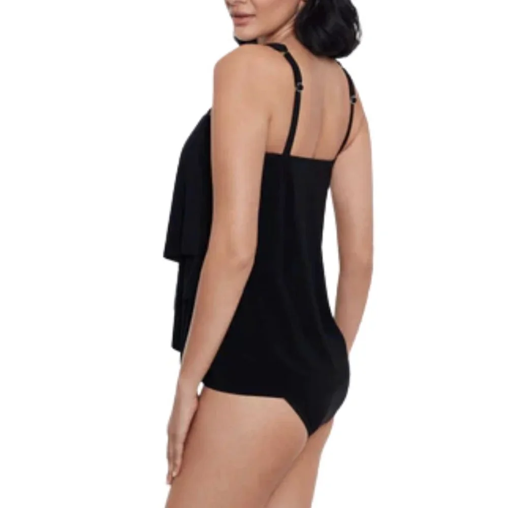 NWOT Miraclesuit Illusionists Mirage Tankini Top in Black Sz. 20W - Picture 2 of 3